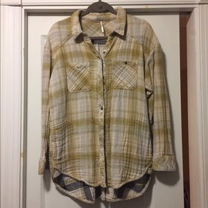 Free People Plaid Button Down Shirt